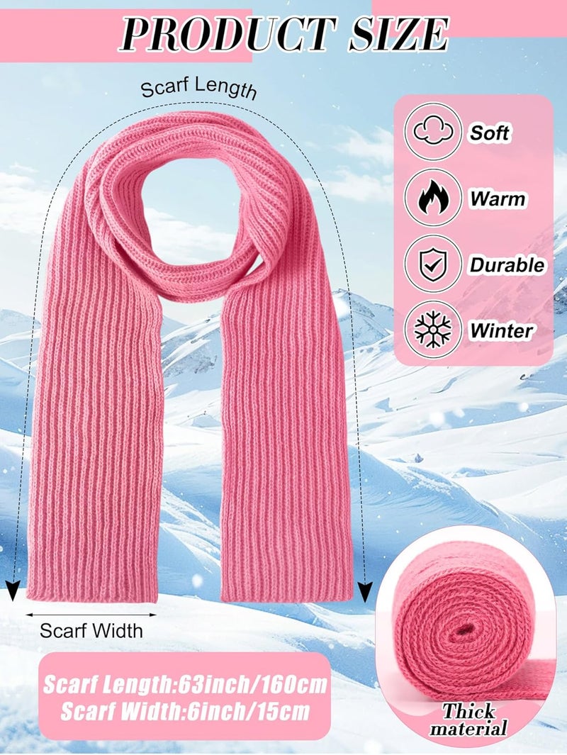 JaGely 2 Sets Kids Winter Hat Gloves Scarf Set Girls and Boys Knit Hat with Pom Warm Scarf Snow Gloves for 3-10 Years Toddler - Image 3